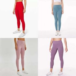 Fabric Lycra Solid Colour Women Yoga Pants High Waist Gym Wear Leggings Elastic Fiess Lady Outdoor Sports Trousers with Pockets