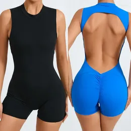 Active Sets One-piece Sport Jumpsuit Sexy Hollow Out Back Gym Set Outfit Fitness Workout Clothes For Women Sportwear Tracksuit
