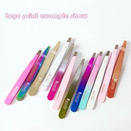 Factory Wholesale Private Label Eyebrow Tweezers Rose Gold Pincet Clips Stainless Steel Face Hair Removal Beautfy Makeup Tool