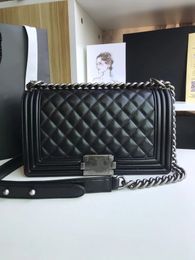 Designer bag Mirror quality Jumbo Double Flap Bag Luxury 20cm 25CM 28cm Real Leather Caviar Lambskin Classic All Black Purse Quilted Handbag Shoulde With Box