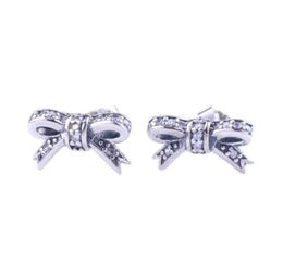 Cute small Bow Stud Earrings retail Box sets High quality 925 Sterling Silver Women Girls CZ Diamond Gift Earring4318215