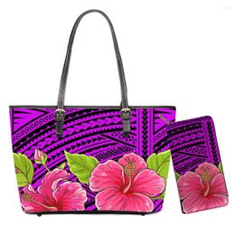 Bag 2024 Flower& Strips Pattern Handbag & Purse Set Large Leather Women Clutch Customized Bohemia Totes Wallets Free Drop