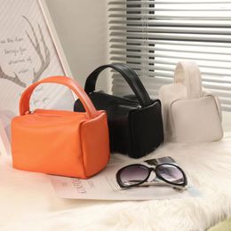 Shoulder Bags Lychee Pattern Orange Square Tote Bag High Quality Pu Leather Women's Designer Handbag Chain Messenger Travel