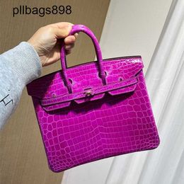 Designer Handmade 7a Handbag Bikns Genuine Leather Bright Face Crocodile Skin 25CM Handsewn High Womens LuxuryDV4S