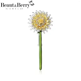 Brooches Beaut&Berry Classic Girly Style Enamel Dandelion Flower Brooch Design Plant Pin Jewelry Accessories Gift