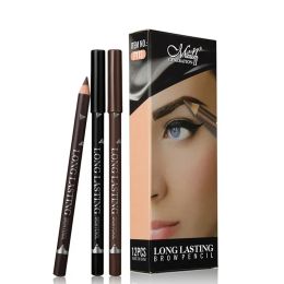 Enhancers 6pcs MENOW 3 colors Long Lasting Waterproof Eyebrow Pencils Double Use Wooden Pole Eyeliner Permanent Makeup Tattoo Accessories
