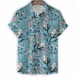 Men's Casual Shirts Cartoon Flower 3d Print Hawaiian Shirt For Men Short Sleeve Tops Button Summer Loose Lapel Blouse Women Clothes