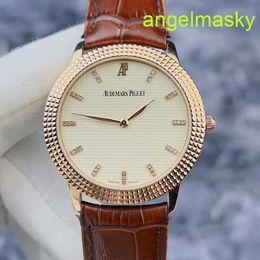 Unisex AP Wrist Watch Classic Series 15163OR White Plaid Dial With 18K Rose Gold Material Simple And Large Two Needle Manual Mechanical Warranty