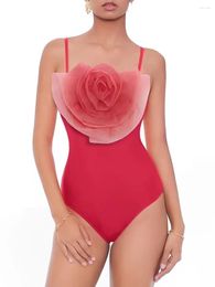 Women's Swimwear 2024 3D Rose Solid Swimsuit Women One Piece Female Beachwear Bathers Bathing Swimming Swim Suit