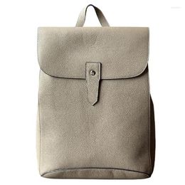 Backpack Korean Version Leather Female 2024 Fashion Soft Lychee Grain Commuter Leisure For Women