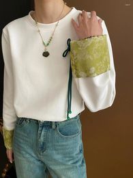 Women's T Shirts Niche Design Chinese Knot Jacquard Sweatshirt Early Spring Top