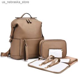 Diaper Bags Multi functional leather diaper bag large capacity baby bag baby care replacement bag for mothers outdoor travel pregnant woman backpack Q240418