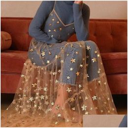 Basic & Casual Dresses Summer Sweet Tle Spaghetti Straps See Through Long Women Fashion Bling Dress 230608 Drop Delivery Apparel Wome Dh2Ju