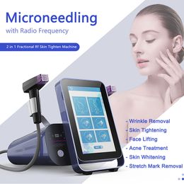 Fractional RF Microneedle Machine 4 Tips 12/24/40/Nano Cartridge Face Lifting Radio Frequency Skin Tightening Wrinkle Removal Anti Aging Device
