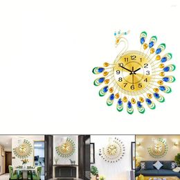 Wall Clocks 1pc Clock 15in Silent Metal Crystal 3D Peacock For Living Room Decor Modern Art 38 38cm Home