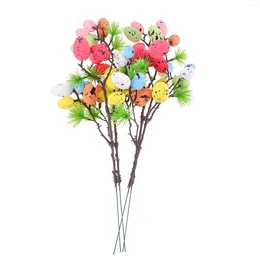 Decorative Flowers 4 Pcs Spotted Egg Cuttings Easter Branch Decor Branches Party Flower Vase Tree For DIY Foam Fake Woman Plant