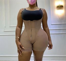 Women039s corset Bodyshaper High Compression Garment Abdomen Control Double Bodysuit Waist Trainer Open Bust Fajas 2203111978882