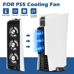 Joysticks Upgraded For PS5 Cooling Fan Quiet Cooler Fan LED Light USB3.0 Hubs for Playstation 5 Disc & Digital Edition Console Accessories