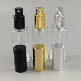 Storage Bottles 1pc X 30ml Empty Square Transparent Glass Lotion Pump Bottle With Black White Clear 1oz Dispenser Mist Sprayer