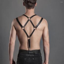Bras Sets Gay Rave Harness Man Adjustable Sexy Black Leather Flirting Bondage Club Party Costume Sex Toys For Men Lingerie