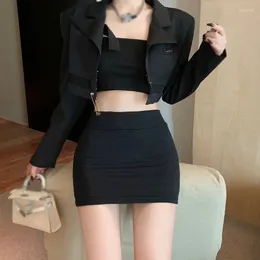 Skirts Versatile Short Korean Skirt Hip Wrapped Solid Colour Thin High Waist Sexy Slim All-match