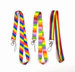 20pcs Rainbow Multicolor Key lanyard Car KeyChain ID Card Pass Gym Mobile Phone Badge Key Ring Holder Jewelry8116373