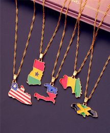 Country Map Flag Necklace Africa Guinea Ghana Liberia Undersea Jamaica South Africa Congo Honduras Pendant Chain Man Jewellery ps0707829047