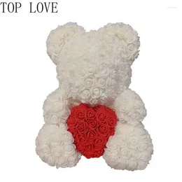 Decorative Flowers 25/40cm Heart-shaped Foam Bear Box PE Pink Teddy Artificial Flower Gift For Girlfriend Mother And Wife Valentines Day