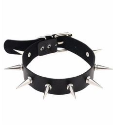 Black Spike choker belt collar women pu leather goth choker necklace for women party club chocker Sexy gothic jewelry4487853