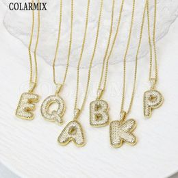 Chains 5Pcs Lovely Zirconia Balloon Letter Pendant Necklace Gold Plated Alphabet Women Chain Party Gift 52839