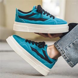 Casual Shoes Fashion Blue Men's Summer Sneakers Breathable Height-increasing Platform Men Flat Baskets Hommes