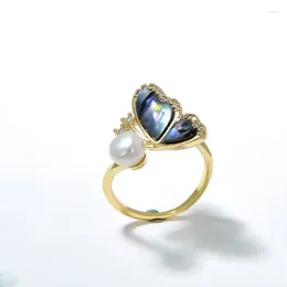 Cluster Rings Butterfly Dancing Pearl Ring Colour Designer Inset Hand Dazzling Starry Sky Personality Niche Retro Court Style