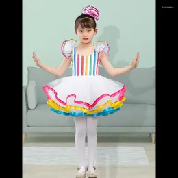 Stage Wear Colourful Ballet Fluffy Skirt Girls Sequin Dance Performance Costume Princess Cute Tutu Dress Outfits