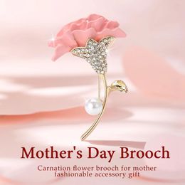 Brooches Beaut&Berry Mother's Day Pearl Carnation Flower For Women Unisex Plant Pins Casual Party Accessories Gifts
