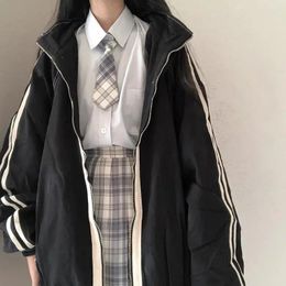 Women's Jackets HOUZHOU Harajuku Fashion Jacket Women Oversized Korean Streetwear Preppy Style Vintage 2000s Aesthetic College Zipper