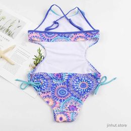 Women's Swimwear 2024 Print Bandage Girls Kids Swimwear Children Kids Teen Students One Piece Swimwear Swimsuit Cute Baby Bathing Suit Monokini