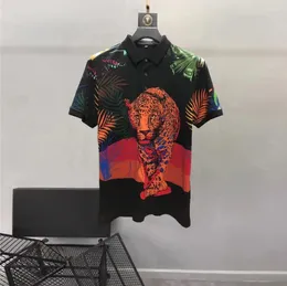 Men's Polos European And American Wear Summer 2024 Short Sleeve Lapel Royal Animal Print Fashion Cotton T-shirt