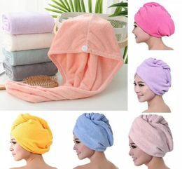 Dry Hair Caps Microfiber Quick Dry Shower Magic Absorbent Hair Towel Drying Turban Wrap Spa Bathing Cap OCEAN SHIP HHA16692312852