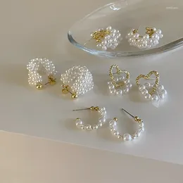 Dangle Earrings Multi-layer Pearl Hoop For Women Girls Fashion Peartl Drop Trendy C Shape Earring Jewellery Accessory