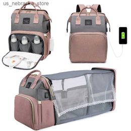 Diaper Bags Folding Moms Bag Lightweight Baby Bed Large Capacity Backpack Q240419