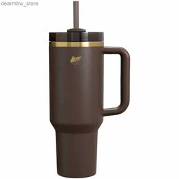 water bottle Designer 40oz Mugs Tumbr With Hand Gold Brwon Old Flower Insulated Tumbrs Lids Straw Stainss Steel Coffee Termos Cup With