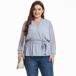 Women's Blouses Export European And American Plus Size Clothes Ladies Belly-Covering Coat Slim Looking Waist Chiffon Shirt Loose