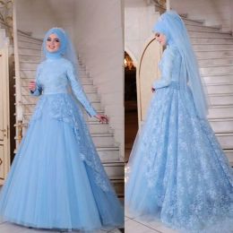 2024 Latest Muslim Evening Dresses Long Sleeves Full Lace Appliques Formal Hijab Islamic Dubai Kaftan Saudi Arabic A Line Long Evening Gown