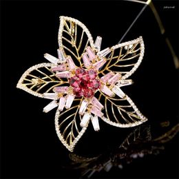 Brooches Donia Jewelry Fashion Inlaid Zircon Bauhinia Flower Brooch Coat Suit Pin Garland Simple Hundred Matching Accessories