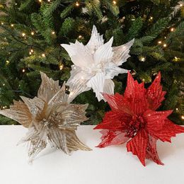 Decorative Flowers Christmas Flower Gold Red Sequins Sparkling Pink Handmade Phoenix Tail Simulated Tree Accessories