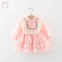 Girl Dresses Autumn Winter Baby Court Long Sleeve Children's Clothes Lace European And American Style Kids Costume 0 To 3 Years