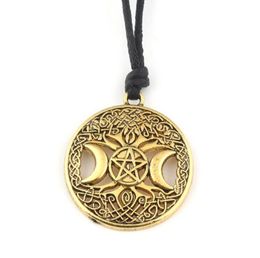 Triple Moon Goddess Wicca Pentagram Magic Amulet Necklace Vintage Silver Women Tree of life Moon Gothic Pendant Necklaces For men 9923187