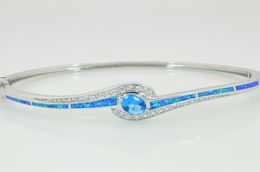 Blue Fire Opal Cubic Zirconia 925 Silver Bracelet Whole for Women Jewellery Bangle Bracelet6200550