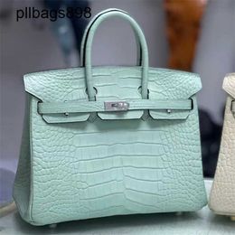 Handmade 7a Handbag Bikns Genuine Leather Mist Face Crocodile Skin Mint Green 25Cm WomensOCP9