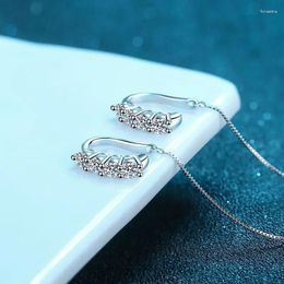 Dangle Earrings DRring 0.8ct Test Passed Moissanite Earring Luxury Design Anti-lost Simulated Diamond Drop 925 Silver Plated Platinum